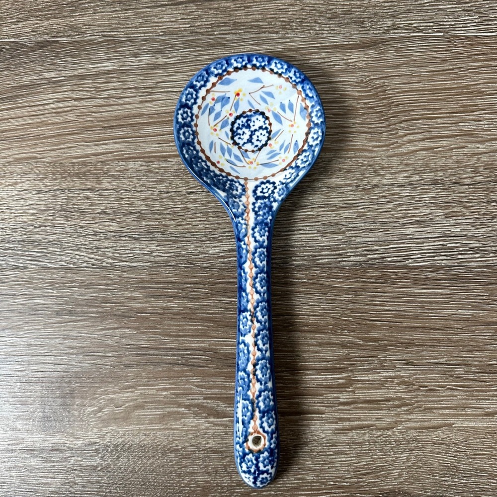 Temp-tations Old World Blue Ceramic Serving Spoon 12" by Tara Discontinued
